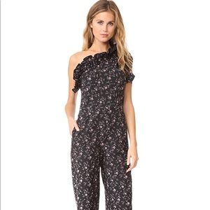 Rebecca Taylor Dark Floral Ruffle Jumpsuit NWT